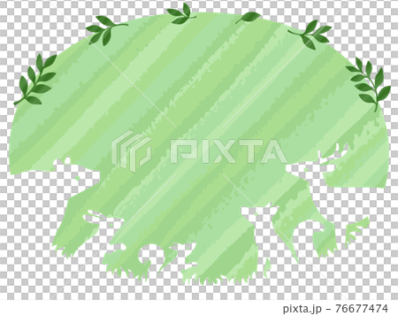 森の動物達のシルエットと植物のフレーム（手描き風） 76677474