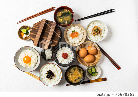 ごはんとおかず　Side dishes of rice japanese food 76678265