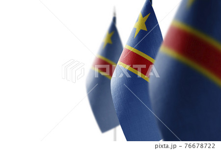 Small national flags of the Democratic Republic of the Congo on a white background 76678722