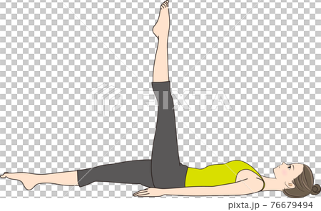 Pilates, pose illustration, Single leg circle - Stock Illustration