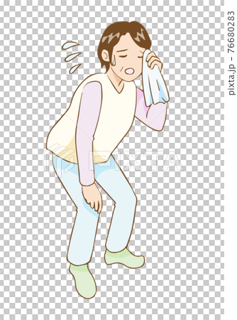 Fatigue woman wiping sweat Fatigue woman wiping sweat 76680283