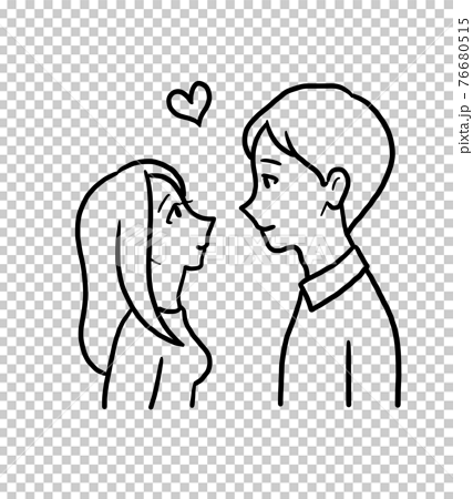 Line Drawing Illustration Of A Couple Staring Stock Illustration