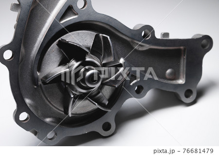 Water pump of the internal combustion engine cooling system. Contrasting on a gray gradient Water pump of the internal combustion engine cooling system. Contrasting on a gray gradient 76681479