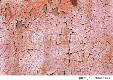 Old flaky paint on a metal surface. Red green grunge texture Old flaky paint on a metal surface. Red green grunge texture 76681483