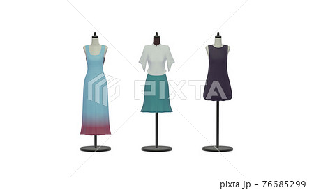 カジュアルな春夏服を着た女性型トルソーマネキン 3dcg アパレル ファッションのイラスト素材