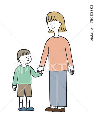 手を繋ぐ親子のイラスト素材