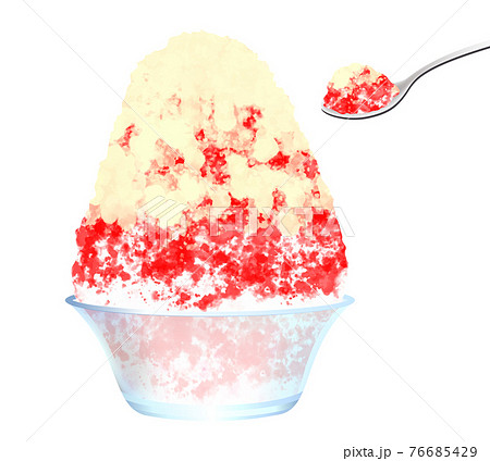 かき氷 いちごみるくのイラスト素材