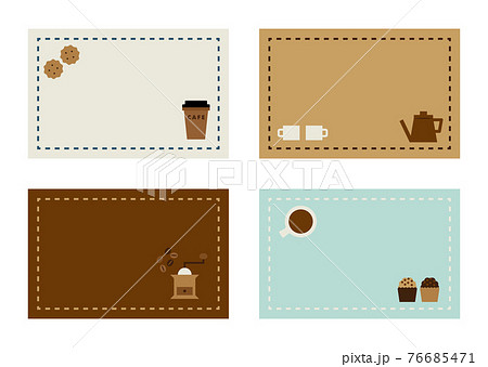 カフェの名刺フレームイラストのイラスト素材