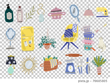 Natural and cute parts illustration (furniture, miscellaneous goods, tableware, cosmetics, plants, food, Scandinavian, fashion, fashion 76685805