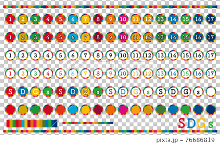 Material set of 17 number icons of SDGs Material set of 17 number icons of SDGs 76686819