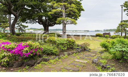 神奈川県横浜市金沢区野島公園にある伊藤博文別邸の春 76687020