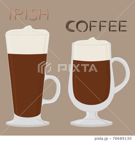 Illustration on theme for cream cocktail Irish coffee in glass cup with foam 76689130