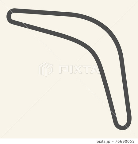 Boomerang line icon. Flying boomerang silhouette outline style pictogram on beige background. Sport and recreation signs for mobile concept and web design. Vector graphics. 76690055