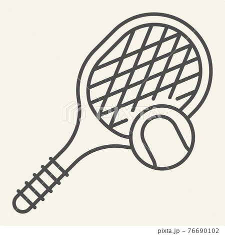 Tennis thin line icon. Tennis racket and ball outline style pictogram on beige background. Fitness activity signs for mobile concept and web design. Vector graphics. Tennis thin line icon. Tennis racket and ball outline style pictogram on beige background. Fitness activity signs for mobile concept and web design. Vector graphics. 76690102