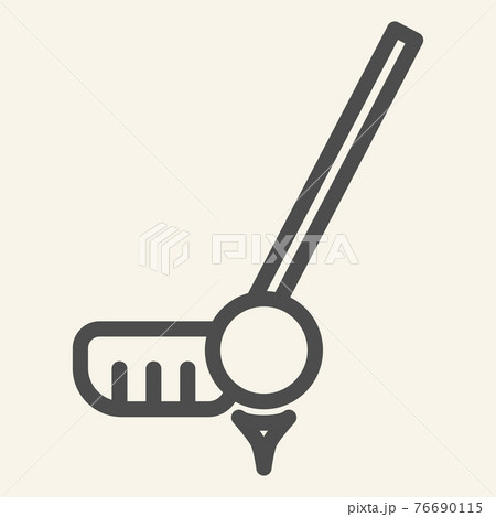 Golf line icon. Golf ball and putter outline style pictogram on beige background. Sport signs for mobile concept and web design. Vector graphics. Golf line icon. Golf ball and putter outline style pictogram on beige background. Sport signs for mobile concept and web design. Vector graphics. 76690115