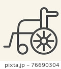 Disabled carriage line icon. Hospital wheelchair outline style pictogram on white background. Medical transportation for mobile concept and web design. Vector graphics. 76690304
