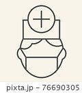 Male medical doctor thin line icon. Hospital healthcare staff outline style pictogram on white background. Physician for mobile concept and web design. Vector graphics. 76690305