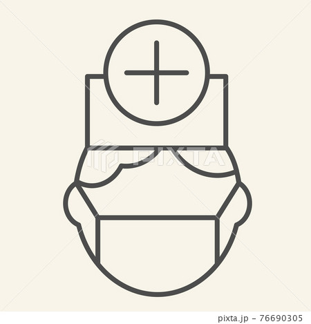 Male medical doctor thin line icon. Hospital healthcare staff outline style pictogram on white background. Physician for mobile concept and web design. Vector graphics. Male medical doctor thin line icon. Hospital healthcare staff outline style pictogram on white background. Physician for mobile concept and web design. Vector graphics. 76690305