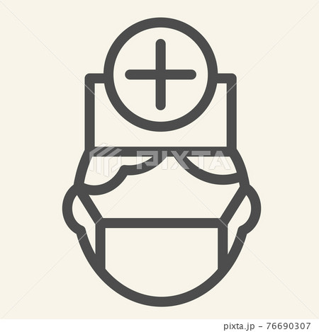 Male medical doctor line icon. Hospital healthcare staff outline style pictogram on white background. Physician for mobile concept and web design. Vector graphics. 76690307