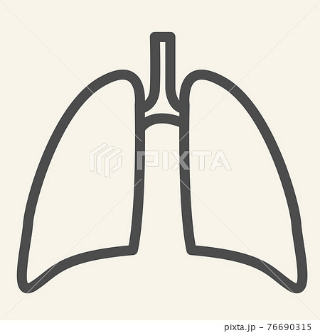 Lungs line icon. Human internal organ outline style pictogram on white background. Respiratory lung health for mobile concept and web design. Vector graphics. Lungs line icon. Human internal organ outline style pictogram on white background. Respiratory lung health for mobile concept and web design. Vector graphics. 76690315
