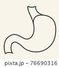 Stomach organ thin line icon. Human gastric organ outline style pictogram on white background. Medical health signs for mobile concept and web design. Vector graphics. 76690316