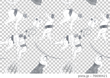 お相撲さん連続背景パターンのイラスト素材