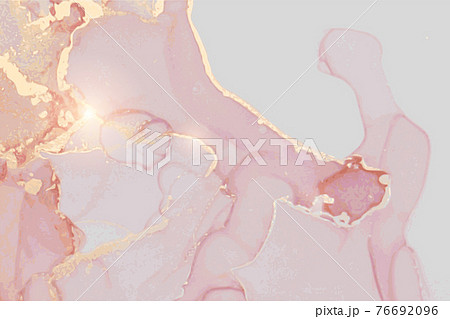 Rose and gold stone marble texture. Alcohol ink technique 76692096