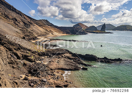Pinnacle Rock and the volcanic landscape - Bartolome - Galapagos Islands Pinnacle Rock and the volcanic landscape - Bartolome - Galapagos Islands 76692298
