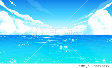 キラキラした海と空の風景 背景イラスト 16 9のイラスト素材
