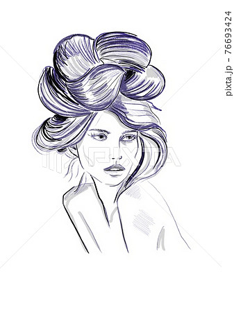 Hand Drawn Abstract Fashion Illustration Sketch のイラスト素材