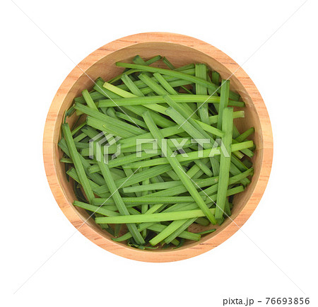 Top view of Garlic chives isolated on white background Top view of Garlic chives isolated on white background 76693856