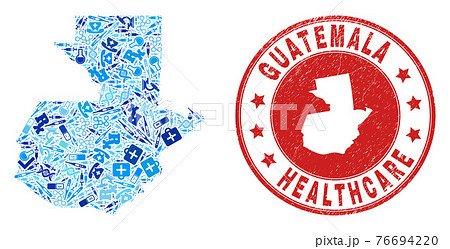 Health Care Vaccine Mosaic Guatemala Map and Watermark Doctor Seal 76694220