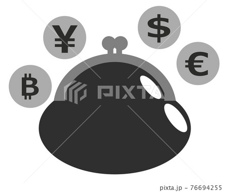 サイフと通貨コインのイラスト サイフと通貨コインのイラスト 76694255
