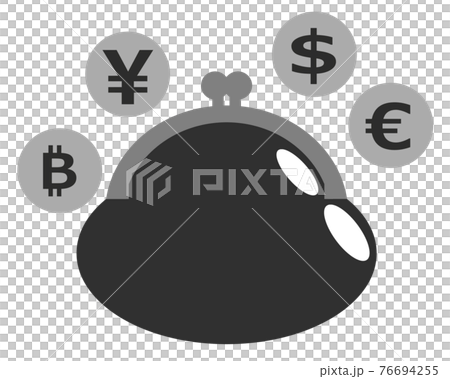サイフと通貨コインのイラスト サイフと通貨コインのイラスト 76694255