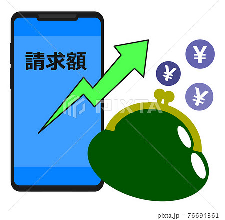 値上がりするスマホ料金のイラスト 76694361