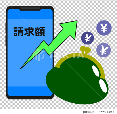 値上がりするスマホ料金のイラスト 76694361