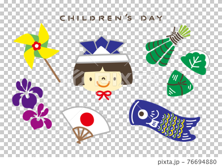 Kintaro wearing a helmet and carp streamer, etc. ・ Illustration material for Children's Day Kintaro wearing a helmet and carp streamer, etc. ・ Illustration material for Children's Day 76694880