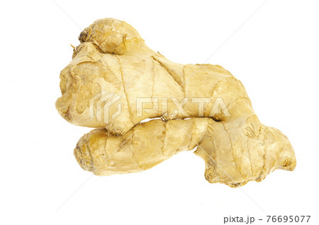 Whole unpeeled ginger root, top view. Photo 76695077