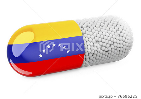 Pill capsule with Venezuelan flag. Healthcare in Venezuela concept. 3D rendering 76696225