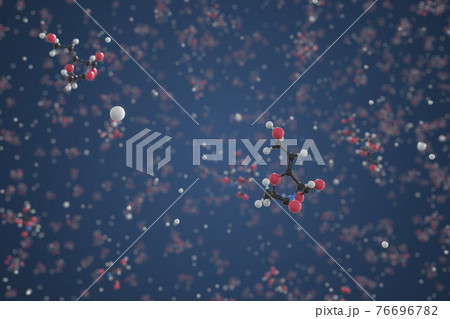 Potassium clavulanate molecule made with balls, scientific molecular model. Chemical 3d rendering 76696782