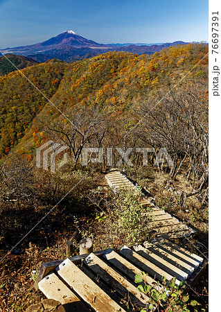 紅葉の丹沢・鍋割山と富士山 76697391