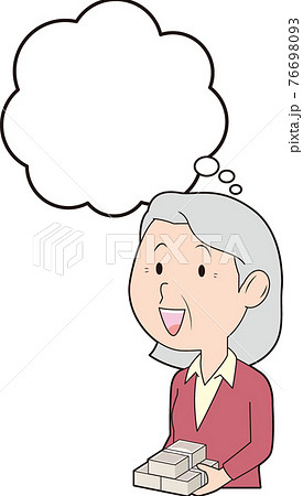 お金を抱えて嬉しくなるシニア女性 お金を抱えて嬉しくなるシニア女性 76698093