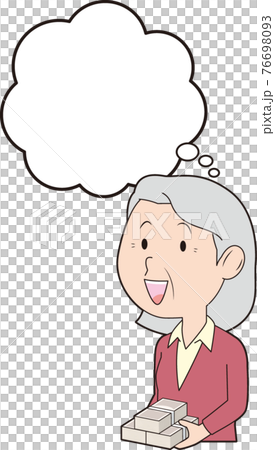 お金を抱えて嬉しくなるシニア女性 お金を抱えて嬉しくなるシニア女性 76698093