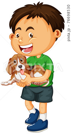Boy with his dog isolated 76698530