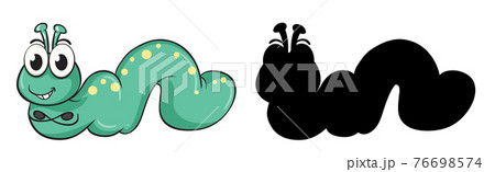 Set of insect cartoon character and its silhouette on white background Set of insect cartoon character and its silhouette on white background 76698574