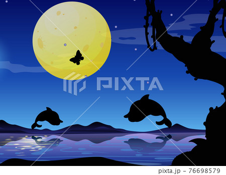 Dolphin in nature scene silhouette 76698579