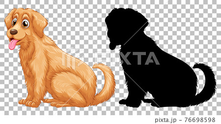 Golden Retriever Dog And Its Silhouetteのイラスト素材