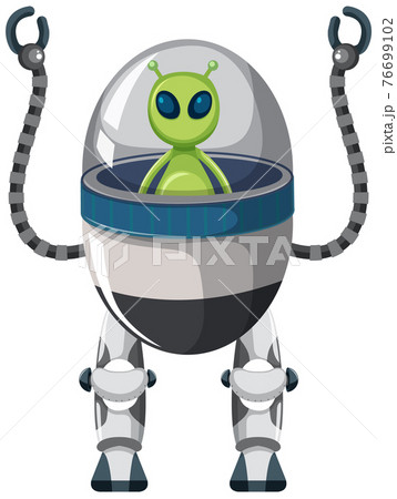 Alien on the robot on white background Alien on the robot on white background 76699102
