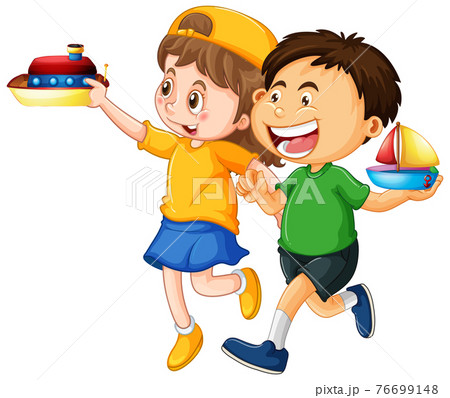 Happy children playing toys 76699148