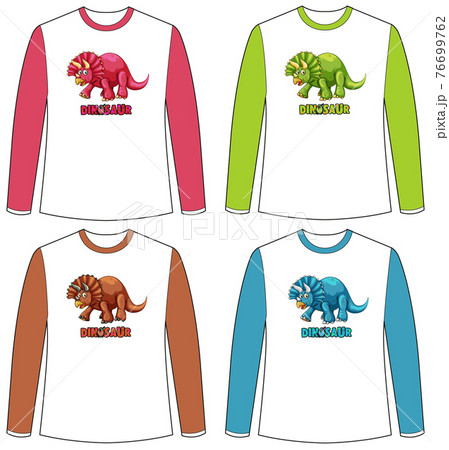 Set of different colour dinosaur screen on long sleeve t-shirt 76699762